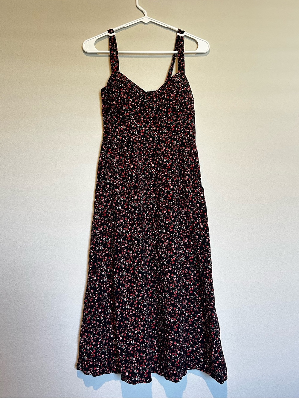 AUW Black Maxi Dress with Pink Floral Print